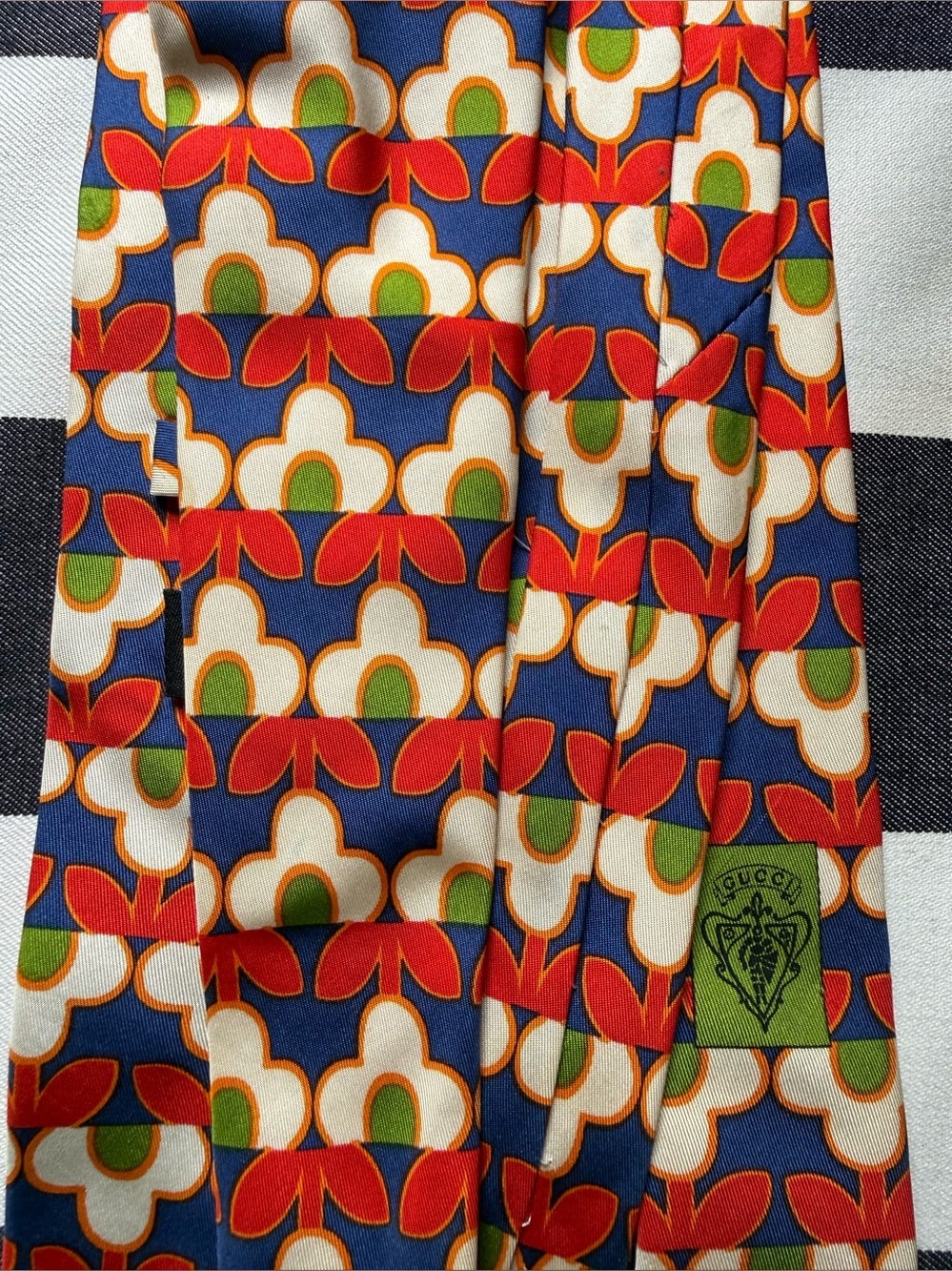 Rare Gucci Pop Art Multicolor Red Blue Green Geometric Silk Tie - Picture 7 of 16